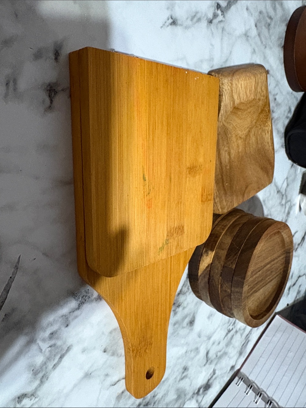 Wooden Tostonera Plantain Press + 5 Coasters + Spoon Rest Set